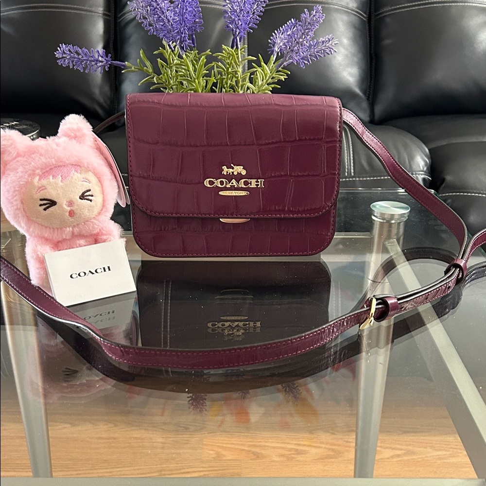 Coach Plum Croc-Embossed Crossbody Bag - Picture 3 of 12
